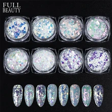 8 коробка голографический блестящий для ногтей набор хлопьев Блестки для дизайна ногтей DIY украшения пыль гель лак Маникюр пигмент порошок CH1506-16