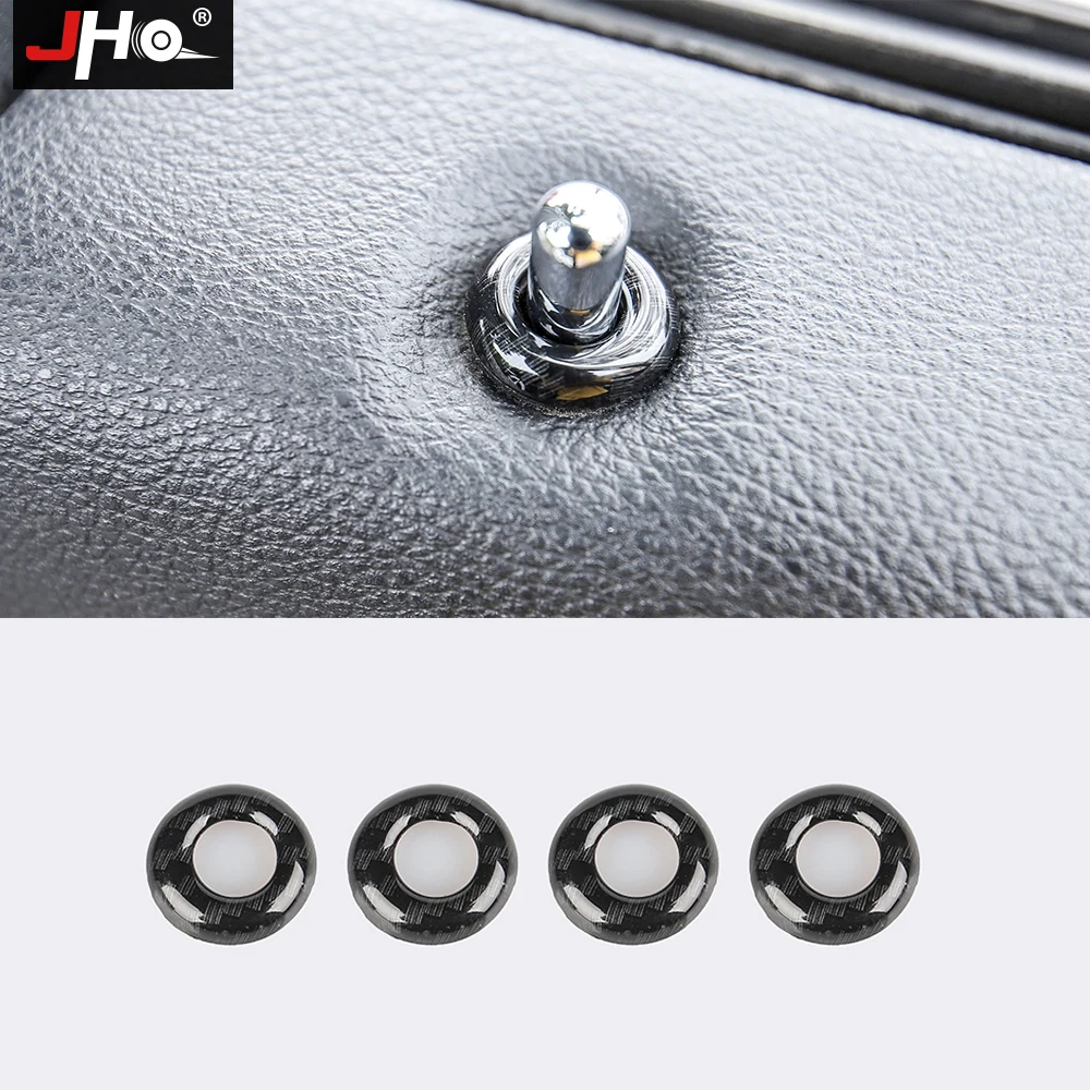 JHO Car Accessories ABS Carbon Grain Inner Door Lock Ring Cover Trim for 2014-2019 Jeep Grand Cherokee Limited 2018 2017 2016 15 |