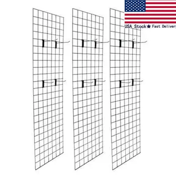 

Display Grid Rack 3 Pack 6 ft Black Retail Metal Stand Wall Store Wire Organizer