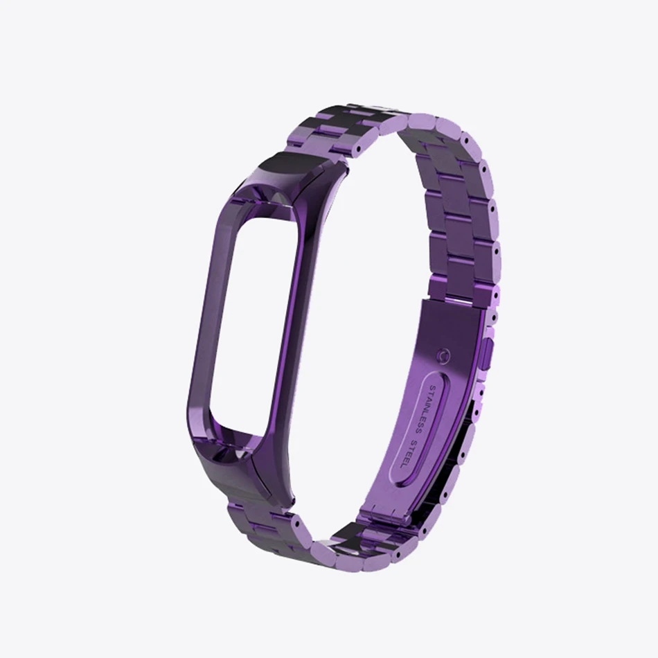 Steel Purple Для Xiaomi mi ремешок 4 металлический ремешок из нержавеющей стали Замена ремешка Correa для mi Band 3/4 браслет умный ремень для часов - Цвет: Steel Purple