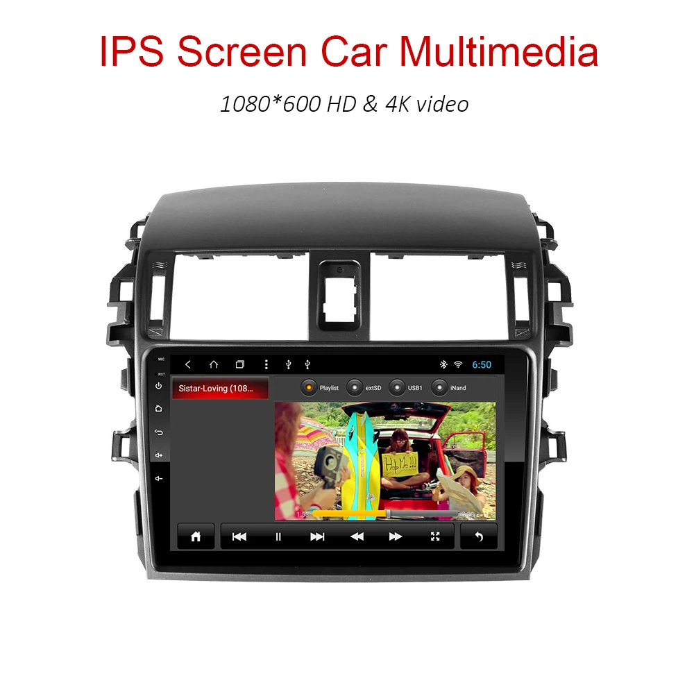 YAZH Android 9,0 Автомобильный мультимедийный стерео для Toyota Corolla 2009 с 1024*600 4K видео дисплей Поддержка SWC MirrorLink Carplay