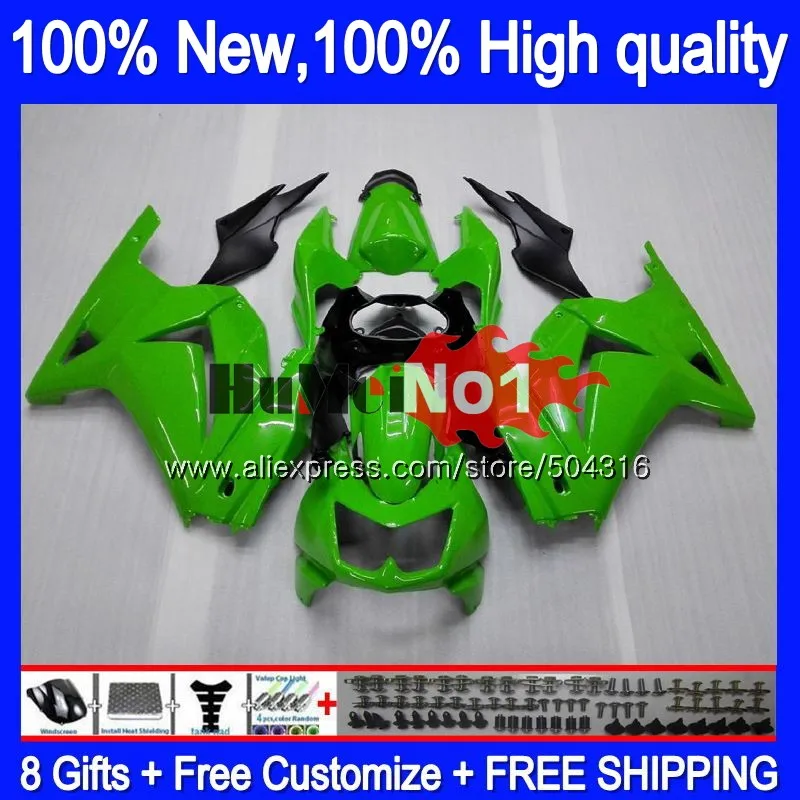 Kit For KAWASAKI EX250 ZX250 R EX250R 10MC.0 ZX EX 250 250R ZX250R 2008 2009 2010 2011 2012 08 09 10 11 12 Fairing Glossy green Kit For KAWASAKI EX250 ZX250 R EX250R 10MC.0 ZX EX 250 250R ZX250R 2008 2009 2010 2011 2012 08 09 10 11 12 Fairing Glossy green