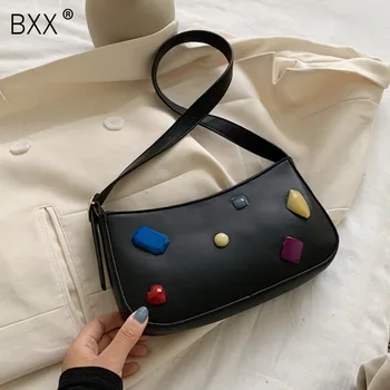 

[BXX] Fashion Small PU Leather Bag For Women 2020 Spring Simple All-match Shoulder Handbags Lady Simple Travel Hand Bag HM541