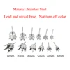 50pcs/Lot Stainless Steel 3-8mm Stud Earring Hooks Settings Base Hoops For DIY Jewelry Making Findings Not Easy Fade 6