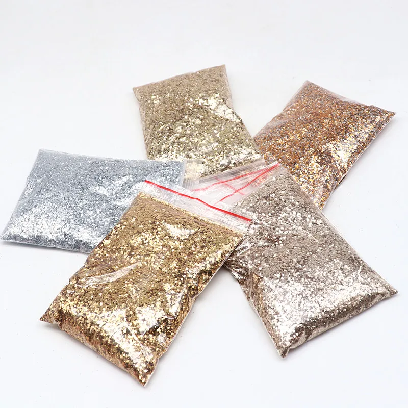 Nail Art Decor 50g/Bag Nail Powder Sequin Champagne Silver Gold Mixed Purple Series Holographic Glitter Gel Polish Set For Gel Nail Decoration