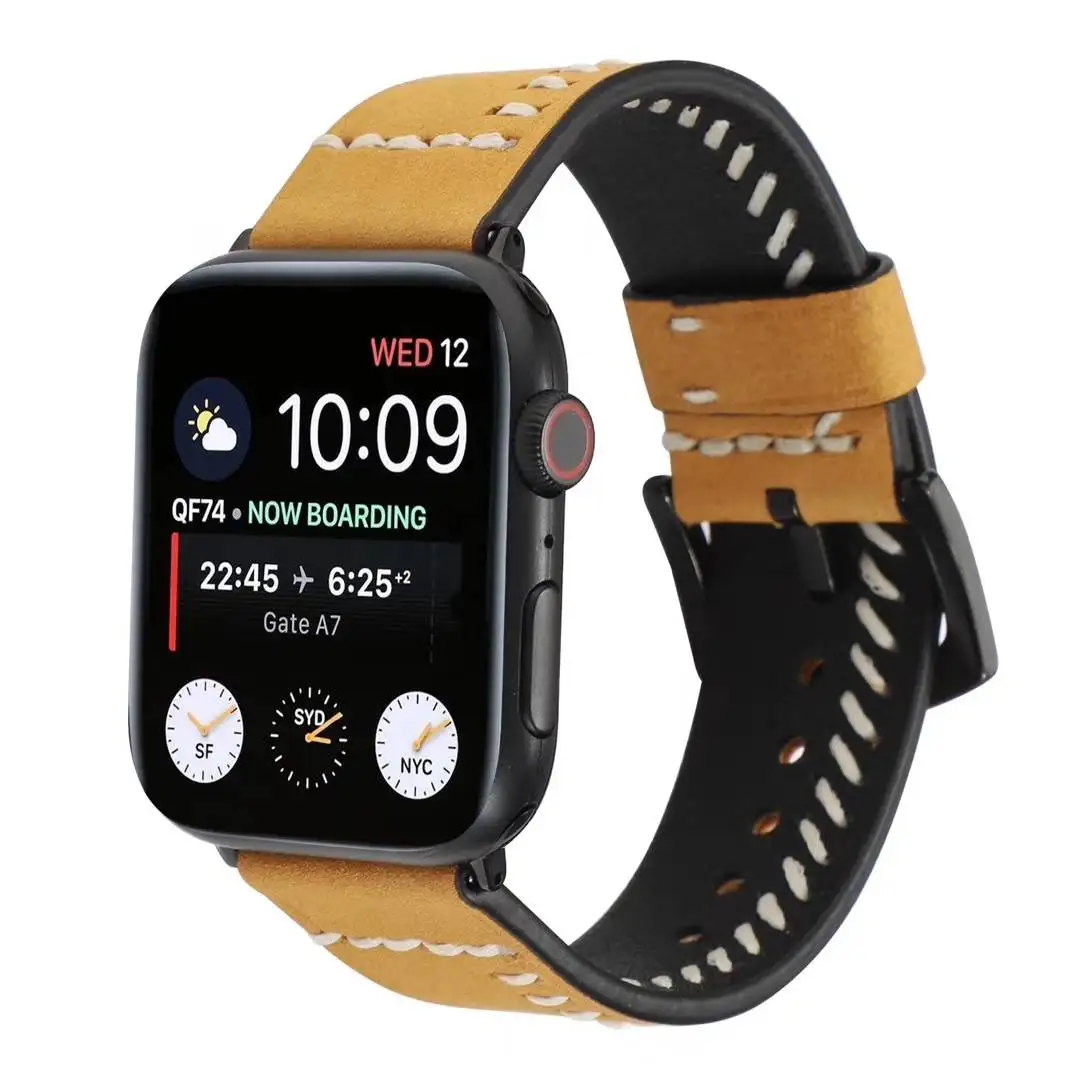 Натуральная кожа ремешок для наручных часов Apple watch, версии 5/4 44 мм 40 мм, ремешок для наручных часов iWatch серии 3/2/1 38 мм 40 мм аксессуары для смарт-браслета