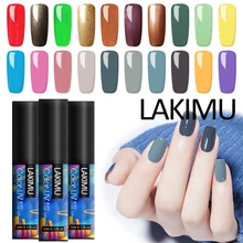 Lakimu 60 цветов УФ-гель для ногтей чистый цвет замачивается дизайн ногтей Полупостоянный Гель-лак для маникюра 5 мл нужно базовое верхнее покрытие