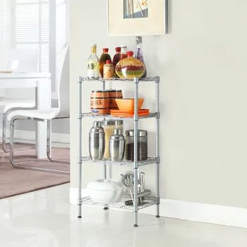 

4-layer Storage Rack Silver Gray 35 X 25 X 80cm Rectangular Carbon Steel Metal Structure Shelf Adjustable Height And Rack Feet