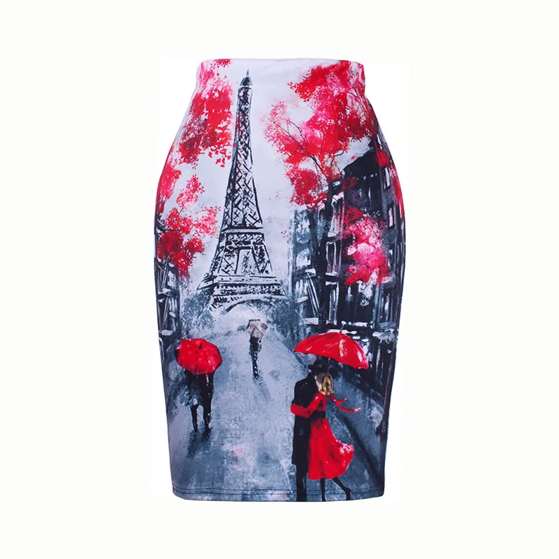 S-4XL, Женская юбка-карандаш, ретро, Национальный цветочный узор, модные штаны средней длины для девочек, плюс размер, облегающее платье - Цвет: WWP096