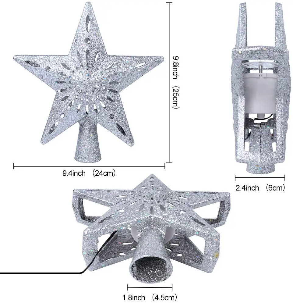 3D Светодиодная пустотелая звезда макушка для новогодней елки проектор освещенная Сверкающая Звезда с вращающейся магией крутая белая Снежинка
