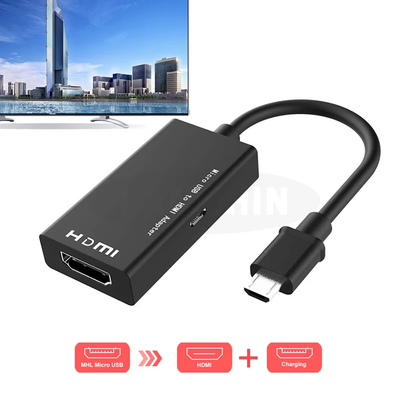 Мини Usb к Hdmi адаптер проводной HD 1080P для Android tv мини Usb к адаптер HDM кабель для компьютера