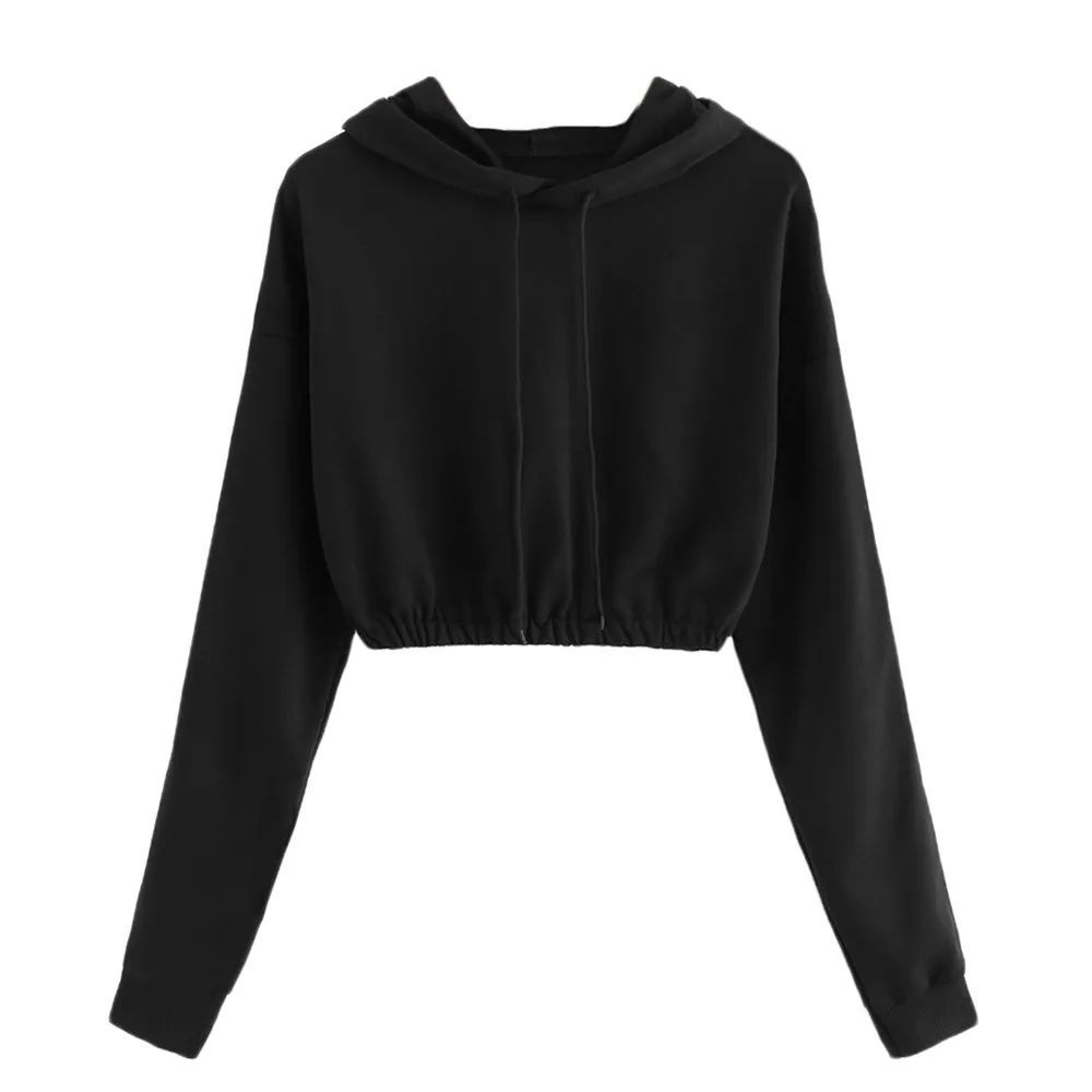 JAYCOSIN new short paragraph ladies solid color side stripes sweatshirt with hood casual sweatshirt fashion autumn and winter