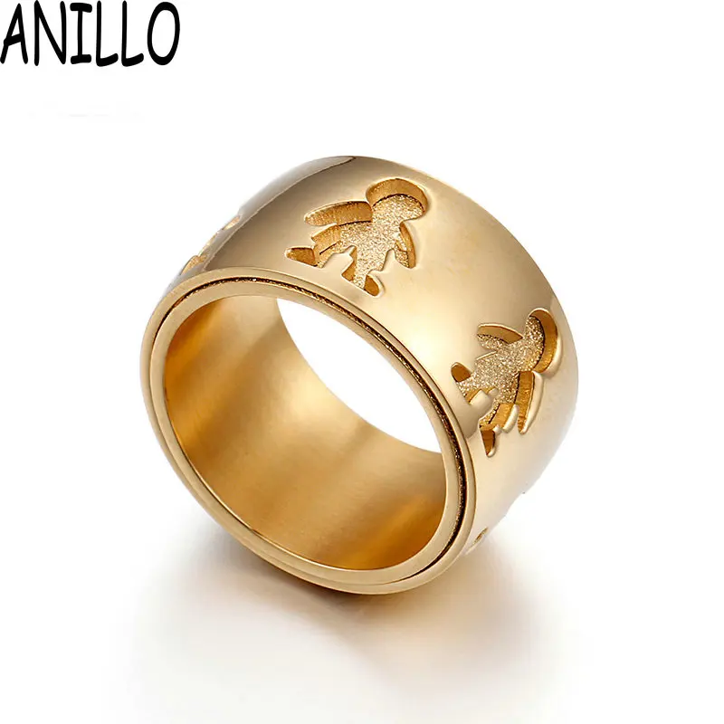 ANILLO женские матовые кольца для мальчиков и девочек, модные кольца из нержавеющей стали золотого и серебряного цвета для женщин, свадебные украшения - Цвет основного камня: boy gold