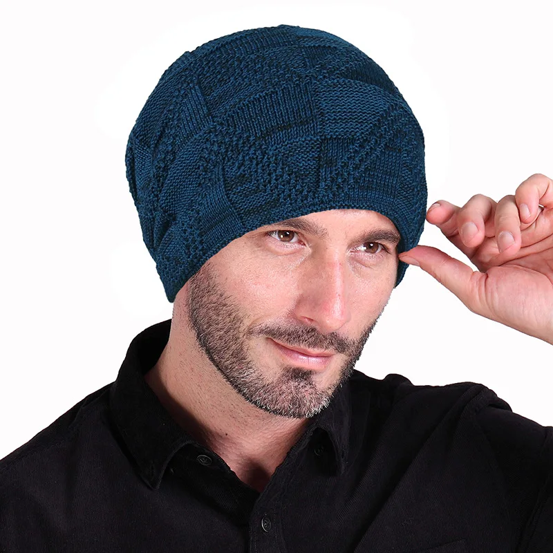 Стильные зимние шапки Skullies Beanies, Мужская Толстая теплая шапка, толстая мужская шапка, мужские зимние шапки, вязаные шапки mujer invierno
