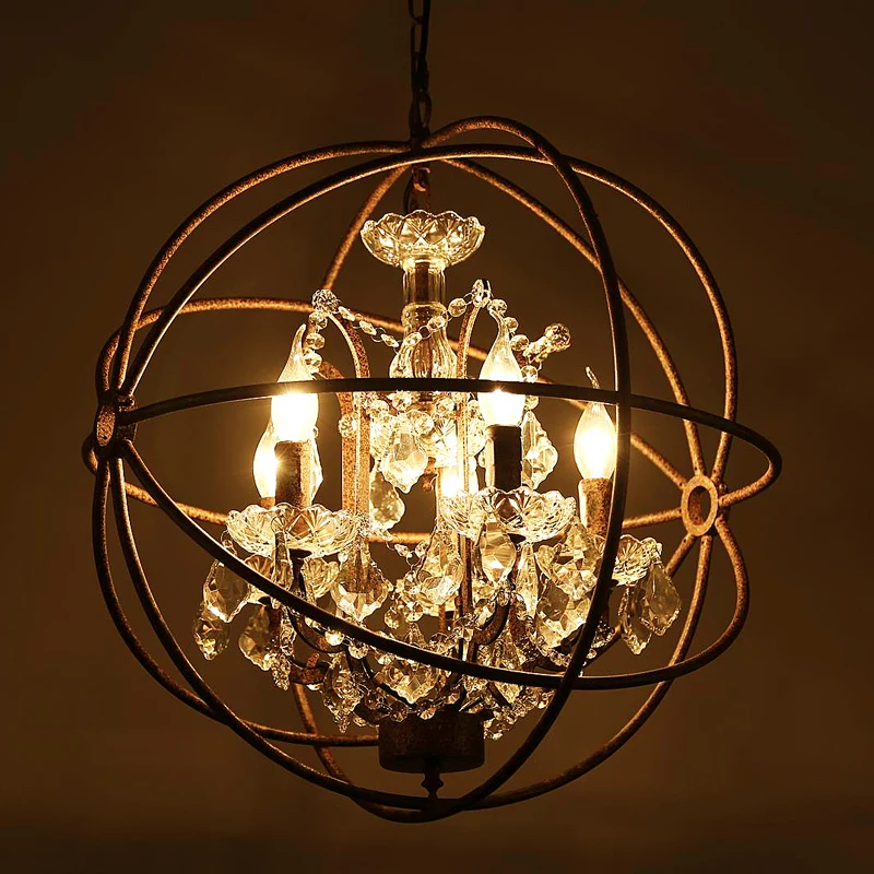 

Retro creative iron crystal lamp bar coffee restaurant living room clothing store globe industrial Pendant Lights WF1213255