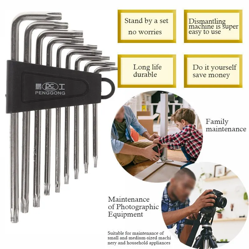 Шестигранный ключ комплекты Torx L Форма комплект метрических Профессиональная многофункциональная отвертка полезно для ремонта набор ручных инструментов 9 шт./компл