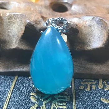 

100% Natural Amazonite Stone Pendant For Woman Man Crystal Water Drop 31x19x10mm Beads Stone 925 Silver Necklace Pendant AAAAA