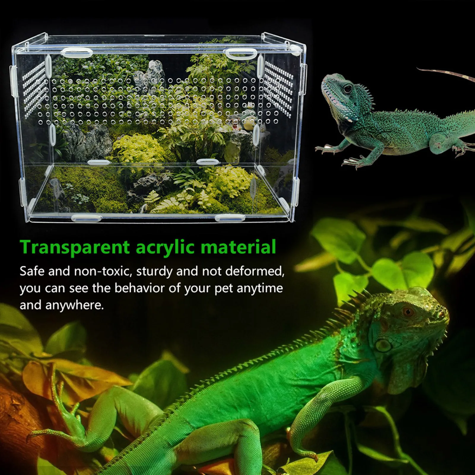 Large Acrylic Terrarium Reptile Box Durable Transparent Pet Supplies for Cold Blooded Animals Reptile Pet Insect Home Welcoming aquarium tank vivarium box