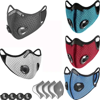 

Cycling Face Mask with Breathing Valve Reusable Washable PM 2.5 Filter Bike Mask Activated Carbon Mouth Cap Mascarilla