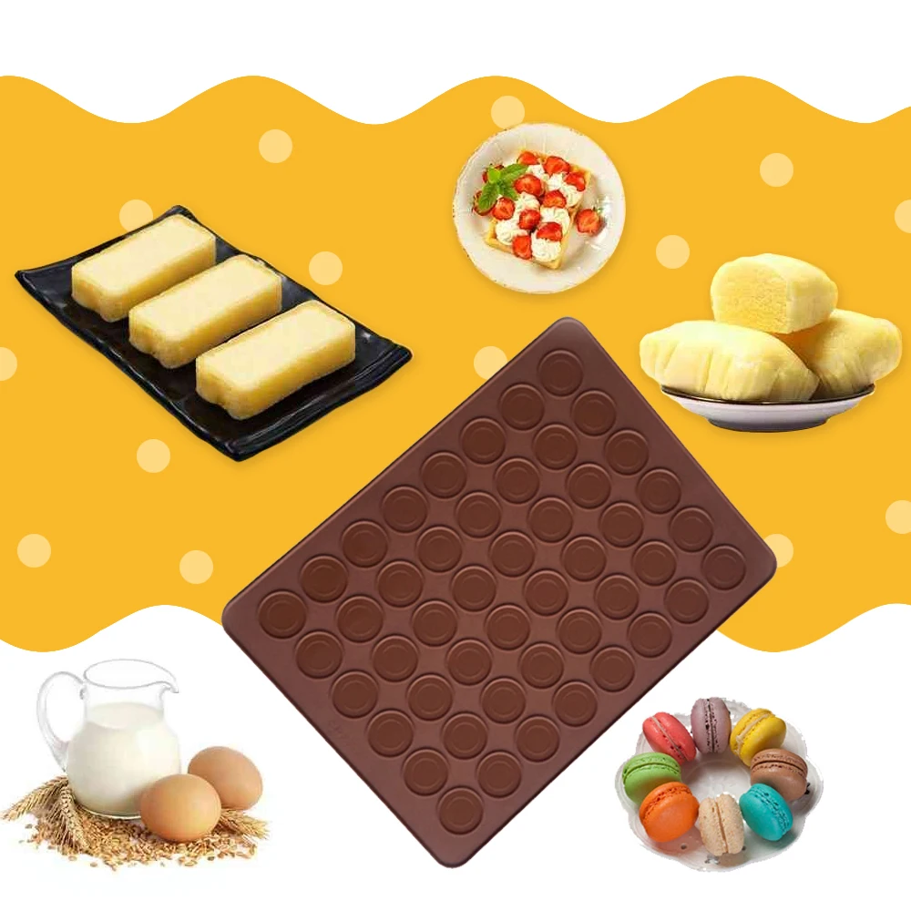 

48-hole macaron silicone pad single side reusable high temperature resistant easy to clean baking mold food grade silicone