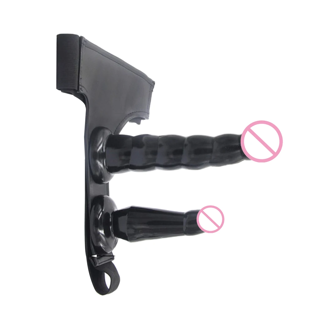 Soft TPR Stretchy Female Couples Wearable Strap On Double Simulation Fake Penes Adult Flirting Massager Anal Plug Toy for Women