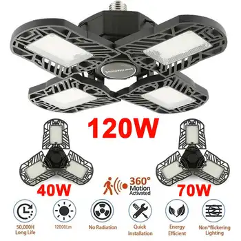 

120W 192LEDs 12000LM Deformable Lamp Garage Light E27 Led Bulb Super Bright Home Parking Warehouse Basement Industrial Lighting