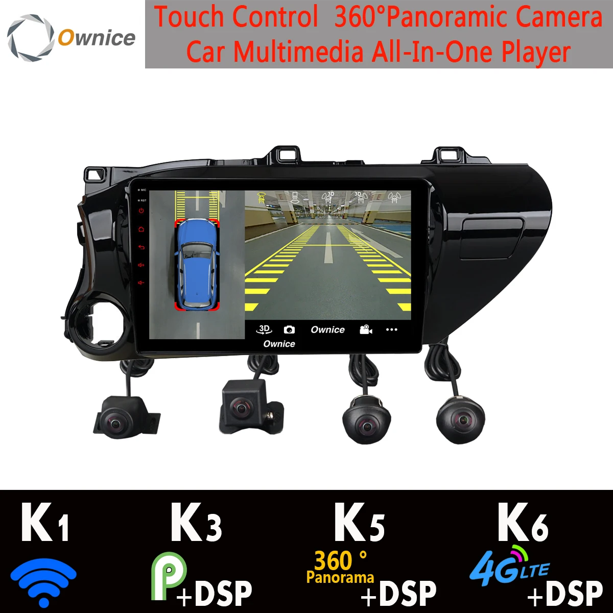 360° 4*Camera 4G LTE Android 9.0 8Core 4G+64G SPDIF DSP CarPlay Car Multimedia GPS Navigation Radio for Toyota Hilux 2015-2019 |