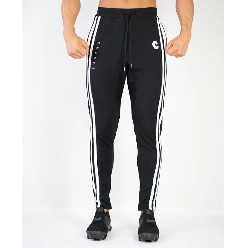 Black and white Осенние брюки; хлопковые брюки для тренировок; mannen pantalon homme; Узкие мужские модные брюки; joger para hombre esportes e; повседневные брюки для фитнеса - Цвет: Black and white