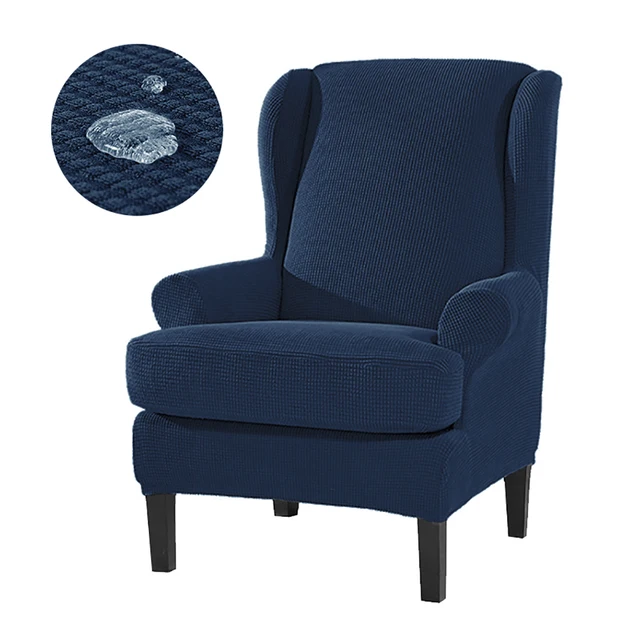 Sloping Arm Wing Back Jacquard Sofa Covers Chair Cover Elastic Armchair Wingback Chair Wing Back Stretch SlipCover Protector Color 206