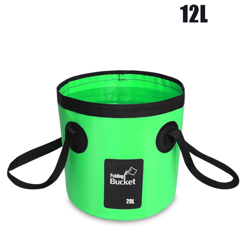 12L/20L сумка для рыбалки Открытый складываемый пластиковый ящик для рыбалки коробка для живой рыбы портативный Кемпинг Пешие Прогулки вода мытья автомобиля ведро - Цвет: green 12L