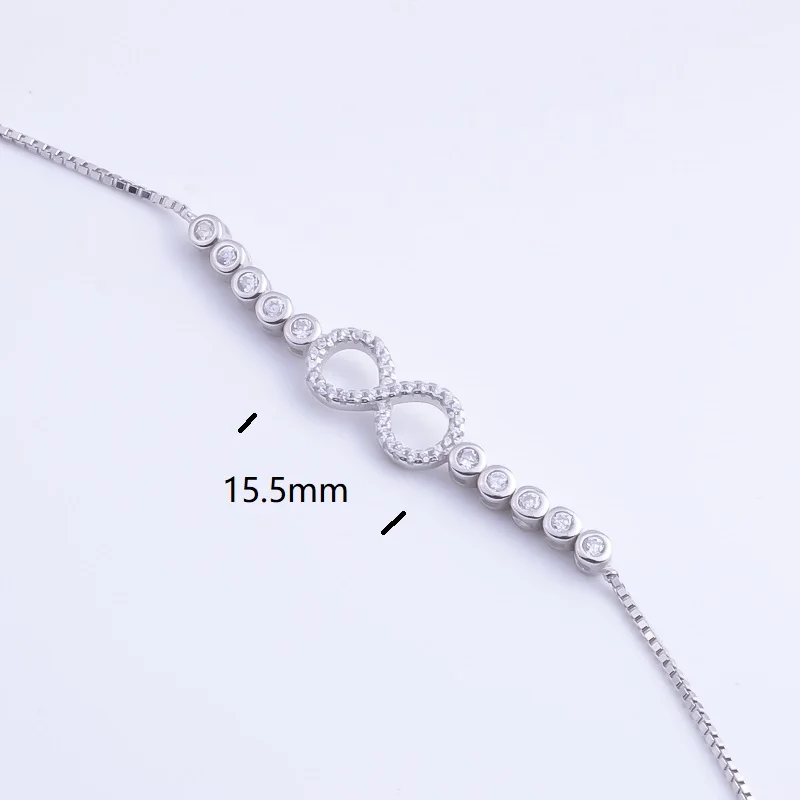 Pekurr 925 Sterling Silver Double Round Circle Number 8 Bracelets Infinity Charms For Women Accesories Lucky Chains