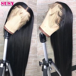 Bone Straight Lace Front Wig HD Transparent 13x4 Lace Frontal Closure Wig Brazilian 30 Inch Lace Front Human Hair Wigs For Women