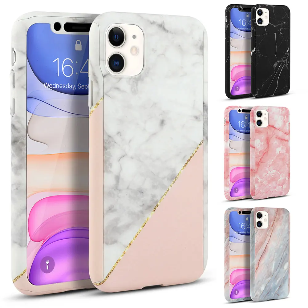 Чехол LCHULLE для IPhone 11 Pro Xr X Xs Max 7 8 6 6S Plus 5 фотоблесток полная защита экрана мраморный