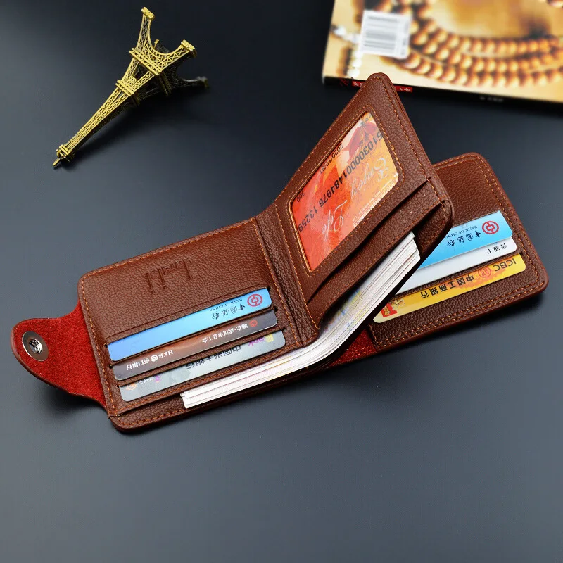 Фирменный Кожаный винтажный кошелек для мужчин, держатели кредитных карт, короткие мужские кошельки на молнии, мужской кошелек, мужской клатч