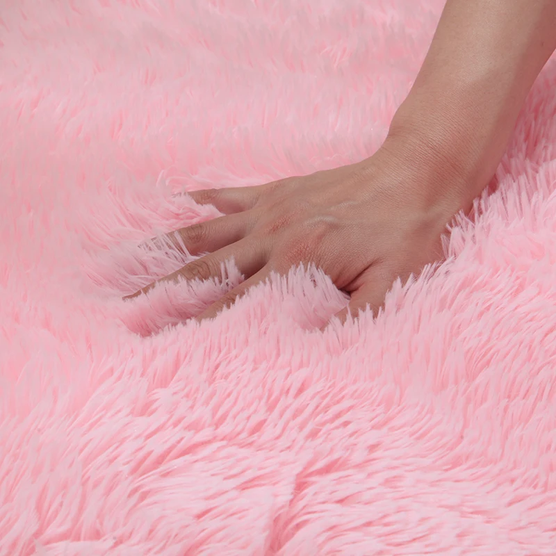 Rosa Teppich für Mädchen Shaggy Kinderboden Weiche Matte Wohnzimmer Dekoration Teen Fußmatte Nordic Red Fluffy Große Größe Teppiche_voghion.com