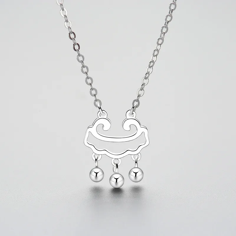 

Genuine 925 Sterling Silver Necklace For Women Classic Long Life Lock Pendant Necklace Minimalist National Wind Amulet Jewelry