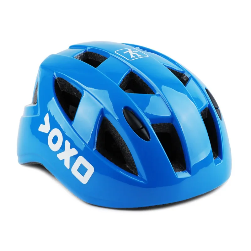 Дети роликовое катание Велоспорт защитное снаряжение Детский скейтборд велосипедный шлем наколенники налокотники Поддержка фижмы 1-8 шт набор - Color: Blue helmet