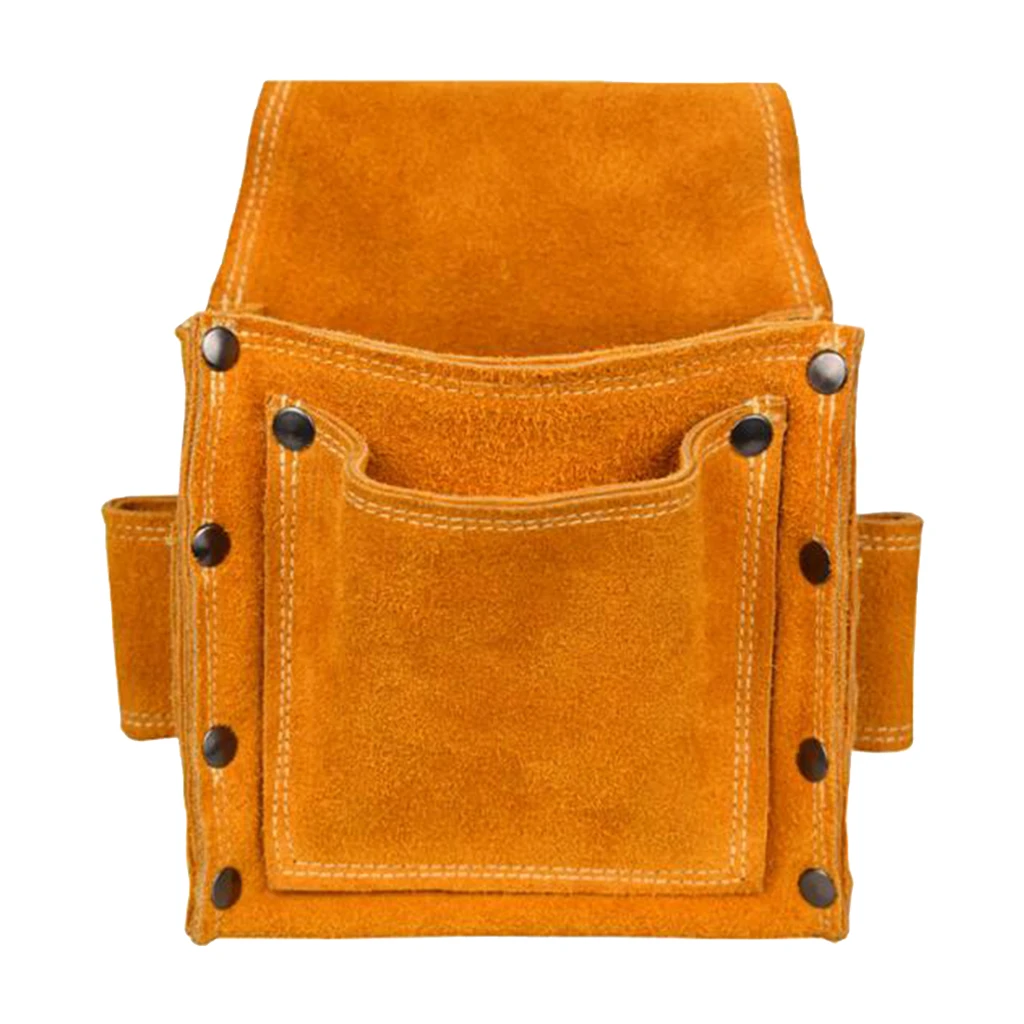 Multi-function Leather Tool Pouches Durable Thicken Strong Cowhide Tool Pouches 2 Bags Nail Carpenter best tool backpack