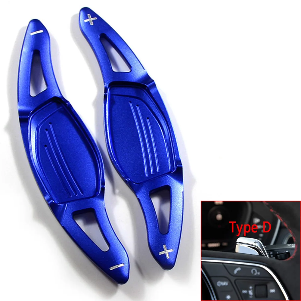 Type D Blue Весла для Audi Q3 Q5 Q7 S3 S5 SQ5 SQ7 R8 A3 A4 A5 TT TTS рулевое колесо весла продлить DSG наклейки - Цвет: Type D Blue