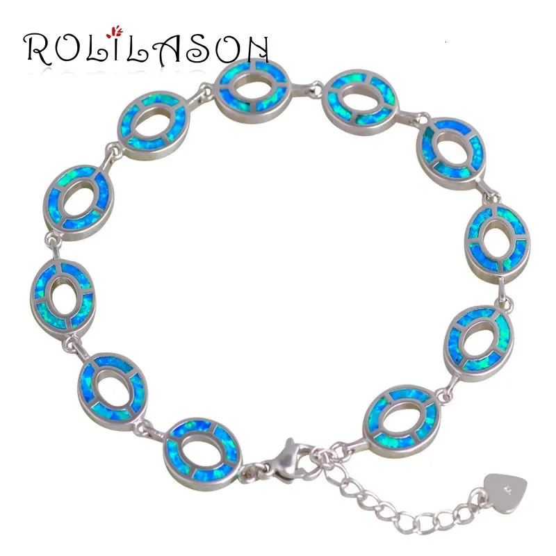 Rolilason дружбы Браслеты для Для женщин Мода Белый огненный опал Серебро штампованные модные юбилейные украшения OB067