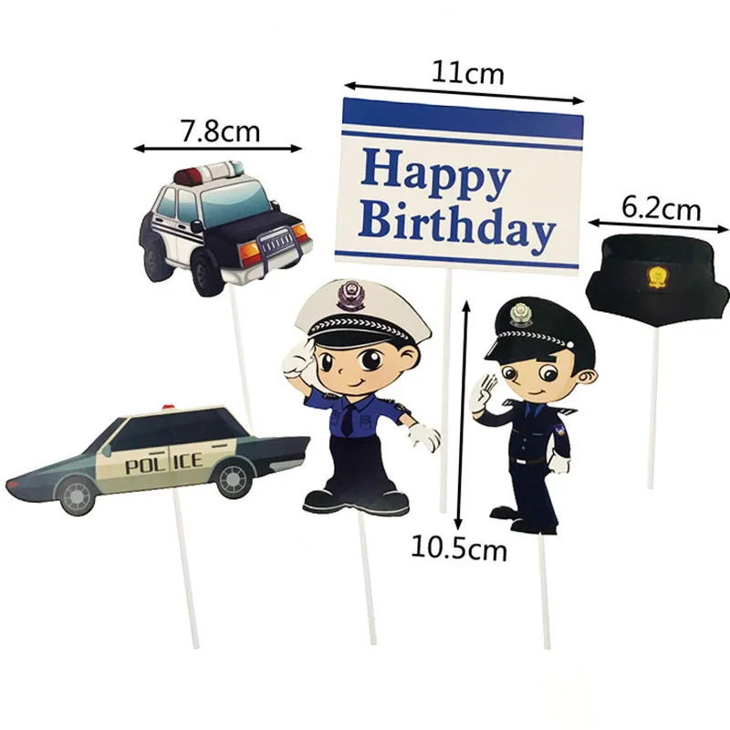 6pcs Police Dream Birthday Cake Topper Police Car Happy Birthday Cupcake Toppers Flags For Baby Birthday Party Cake Decorations Cake Decorating Supplies Aliexpress