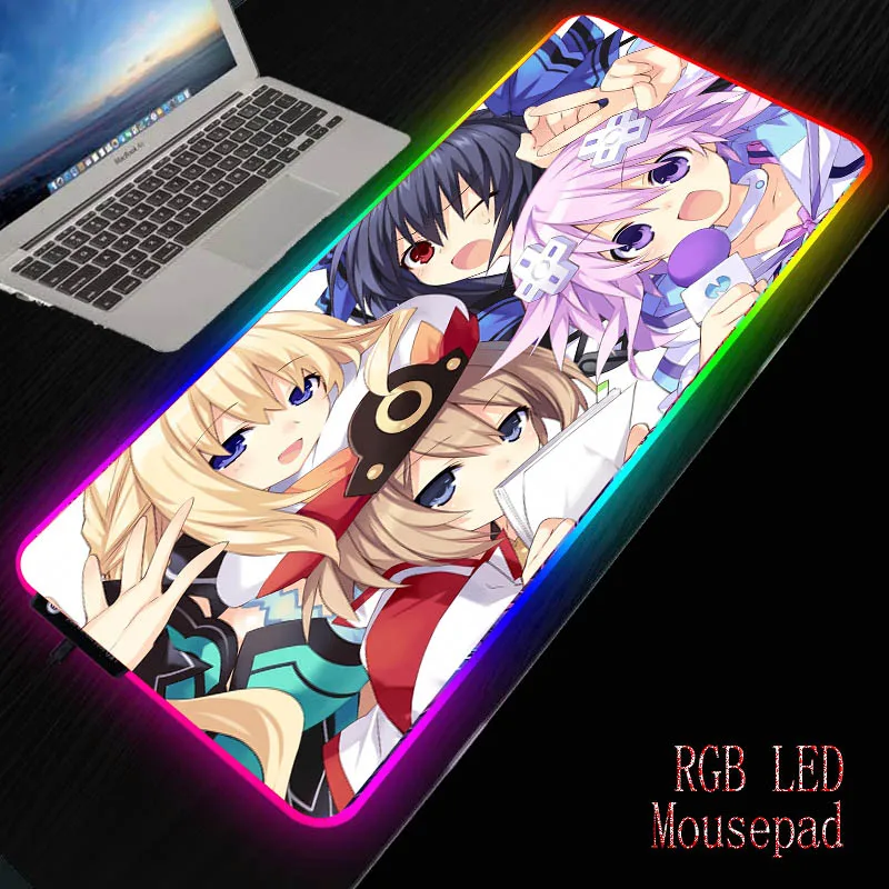 Mairuige Megumin Аниме Девушки RGB большой игровой коврик для мыши геймер Led компьютерный коврик для мыши Подсветка для клавиатуры стол красочный Коврик