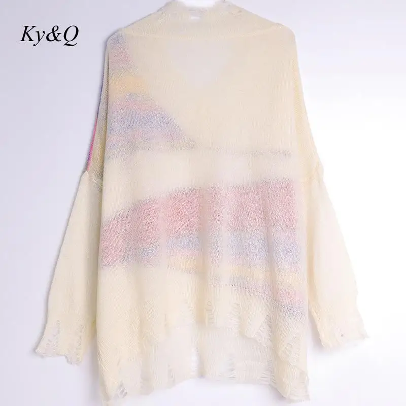Брендовый дизайнерский женский зимний Рождественский пуловер с v-образным вырезом, золотой Шелковый пэтчворк мягкий полый мохеровый шерстяной свитер, длинное пальто