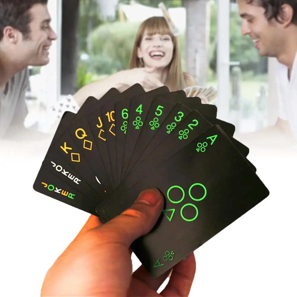 

Black Night Playing Cards Fluorescent Playing Cards Night Game Props Glowing Special Poker Team Game For Outdoor Bar KTV Tool