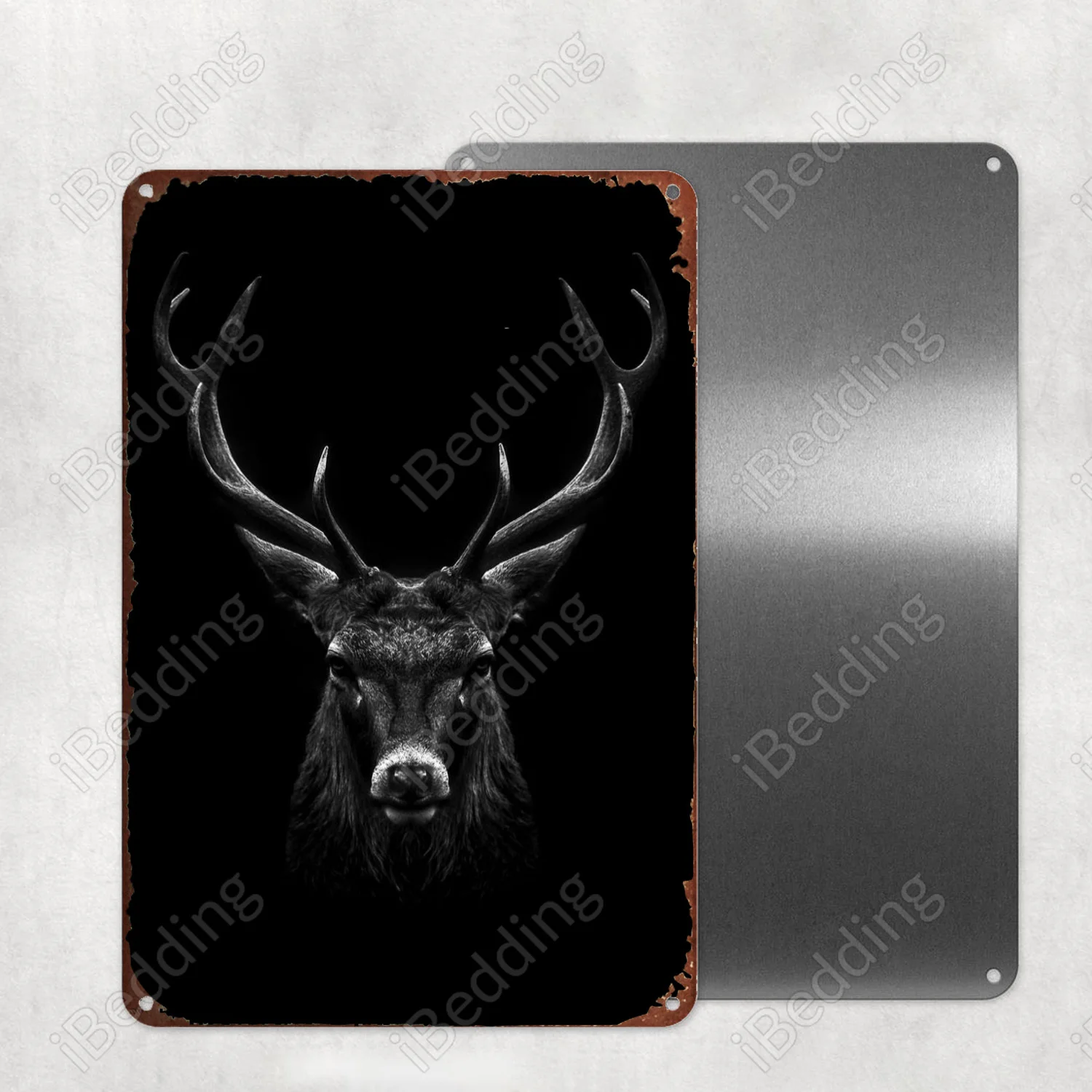 Плакат в виде головы Черного оленя искусственная металлическая фотография