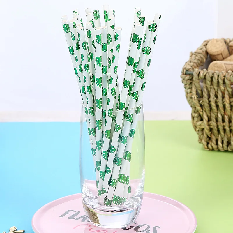 Turtle leaf 25 шт./пакет Бумага питьевые соломки Хэллоуин Рождество Baby Shower подарок украшения дома вечерние товары для праздника Коко кактус - Цвет: Turtle leaf