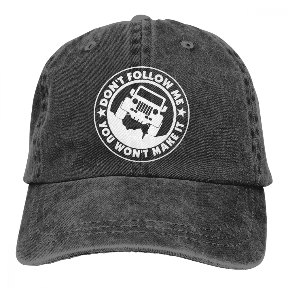 Не следуйте за мной, вы не сделаете это Casquette темно-синий унисекс Мужские Женские джинсовые бейсболка с ремешком, регулируемая шапка для гольфа, папы