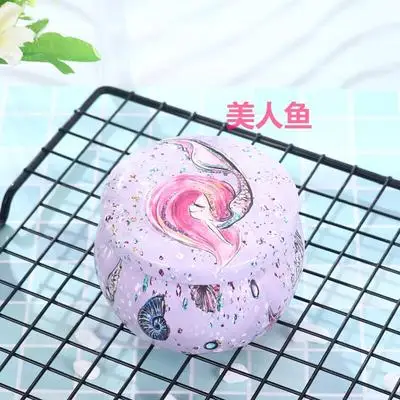 Mermaid Новая креативная жестяная коробка для конфет Плоская Круглая маленькая Подарочная коробка Индивидуальный цветочный заварочный чайник ручной работы Мыло Свеча банка упаковочный чехол - Цвет: Mermaid