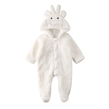 

New Winter Newborn Baby Boy Girl Cashmere Cute Lamb Long Sleeve Hooded Clothes Down Warm Romper Jumpsuit Cute Outfits