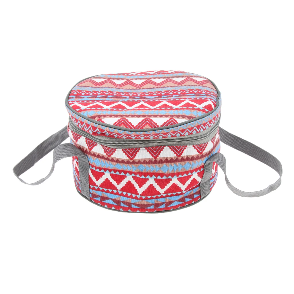 Pink Outdoor Cookware Storage Bag Camping Hiking Pot Pan Kettle Organizer Holder 25x15cm with Chinese National Style Pattern - Цвет: Pink